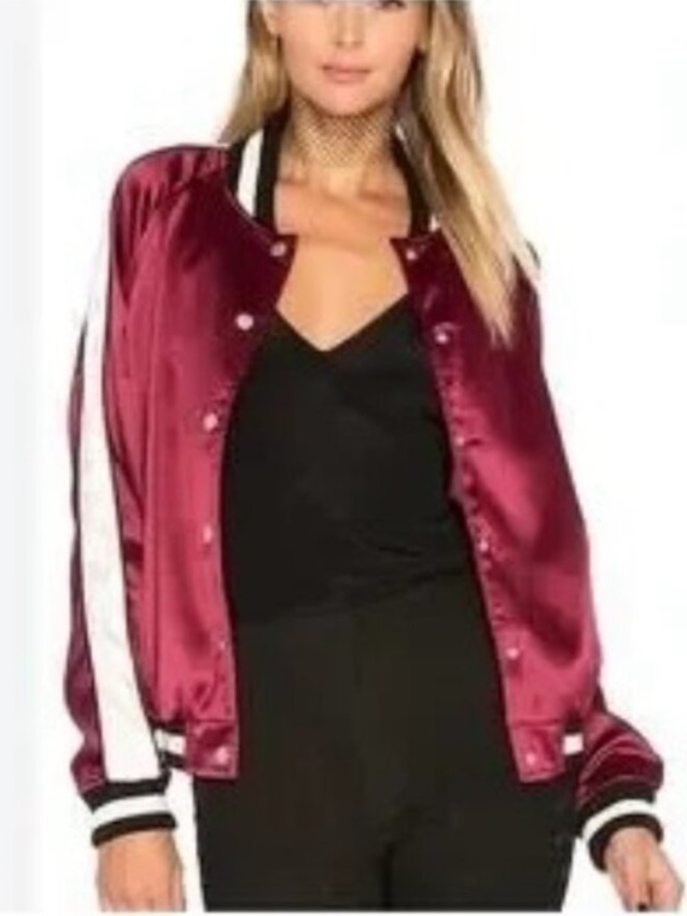 Lovers + Friends Burgundy Bomber Jacket